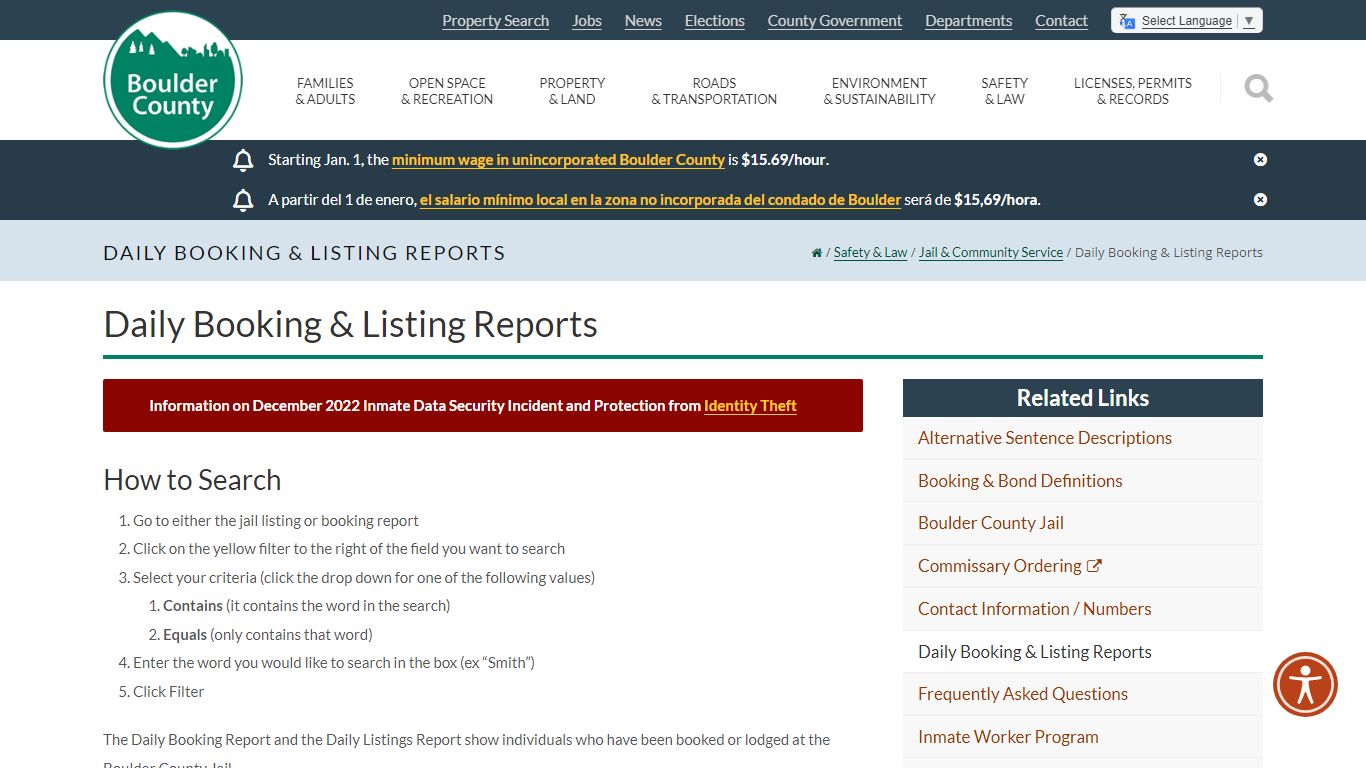 Daily Booking & Listing Reports - Boulder County